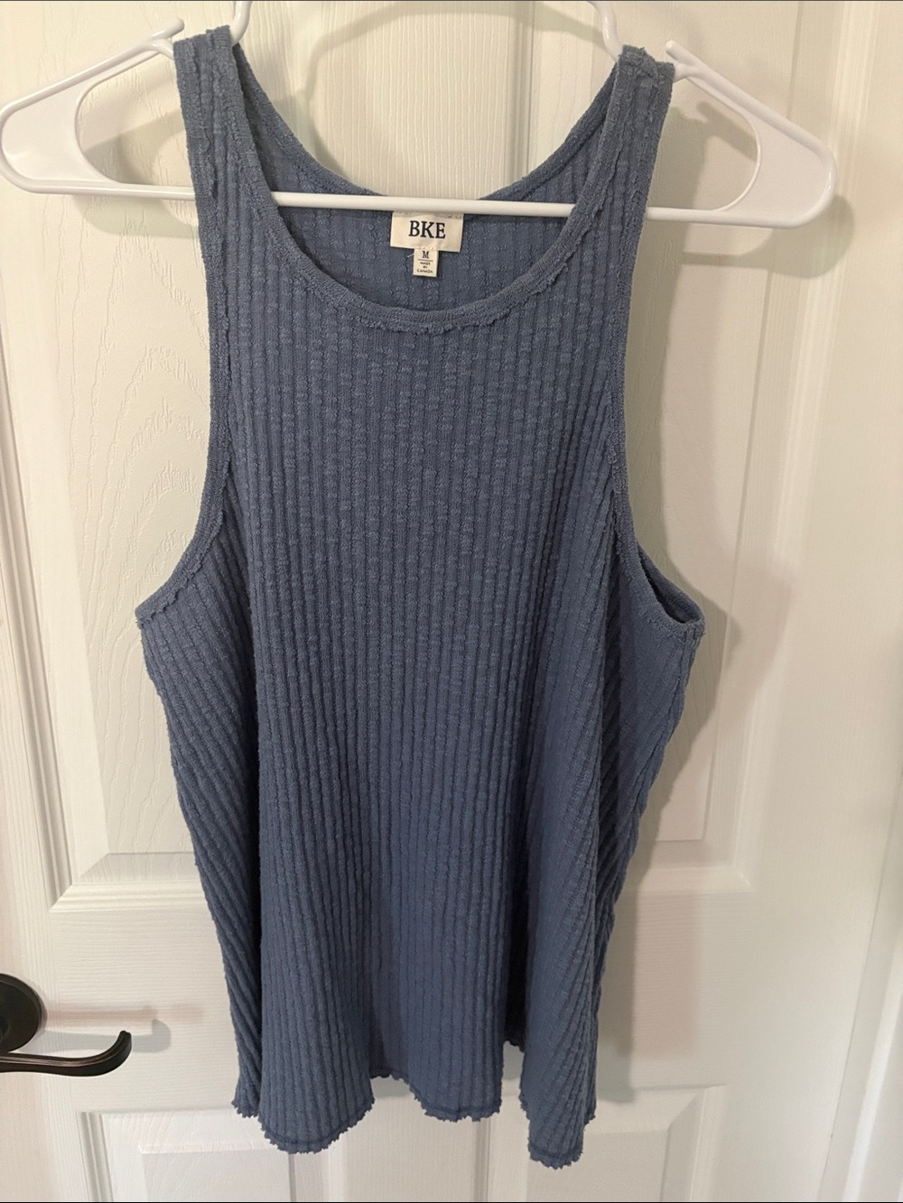 BKE Blue Ribbed Razor Back Knit Tank - Picture 1 of 3